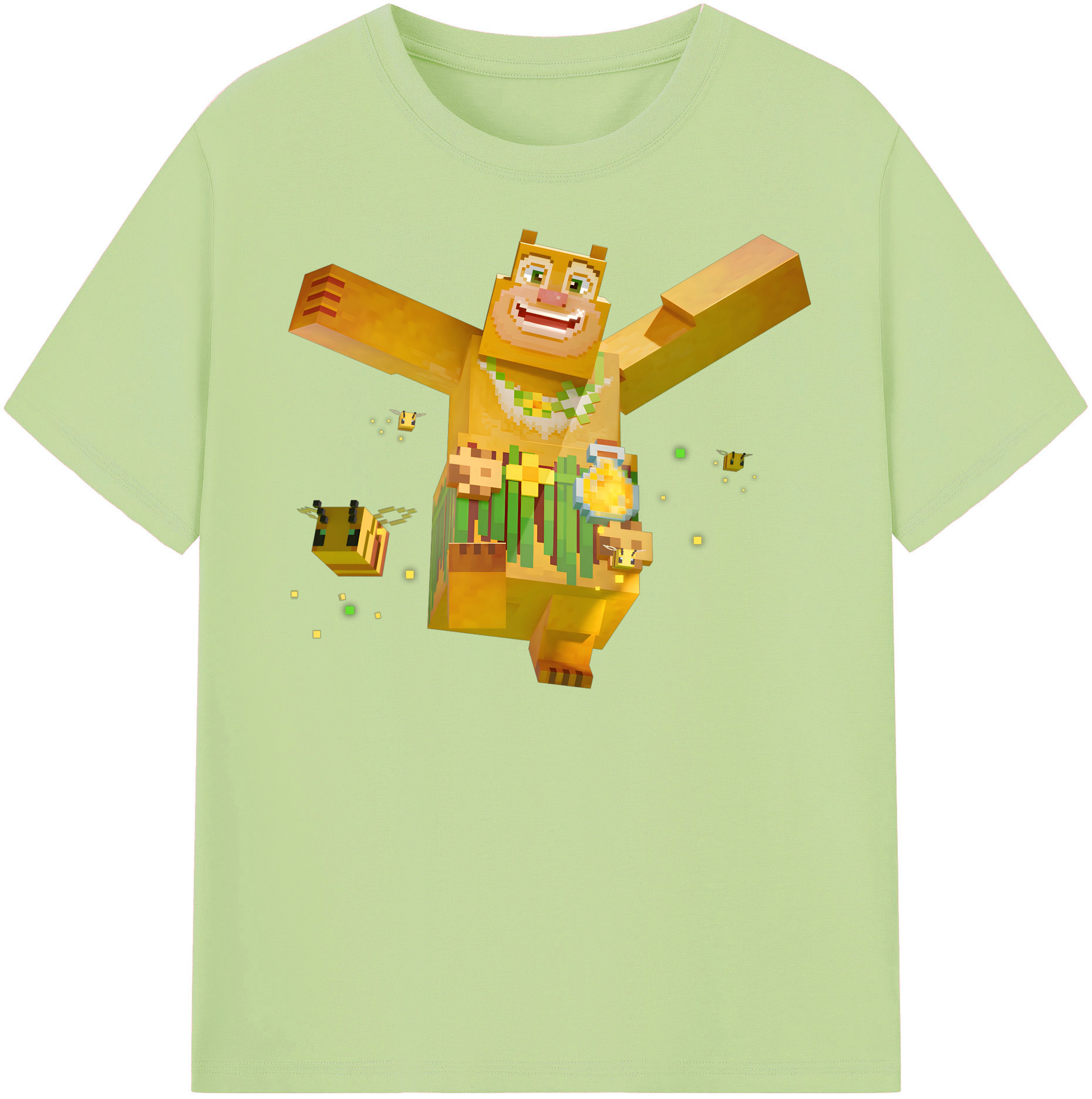 （画像用） マインクラフト ブロックの世界 Minecraft MC Block world 綿100％半袖Tシャツ（フロントプリント）